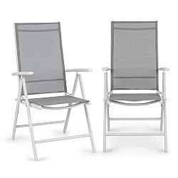 Blumfeldt Almeria, skladacia stolička, sada 2 kusov, 56,5 x 107 x 68 cm, ComfortMesh, hliník, biela