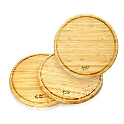 Klarstein 3-dielna súprava bambusových raňajkových dosiek, okrúhle, 25 x 1,6 cm (ØxV), jednoduchá údržba
