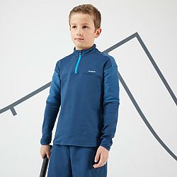 ARTENGO Chlapčenské tenisové termotričko s dlhým rukávom 1/2 zips tyrkysové modrá 10-11 r (141-150 cm)