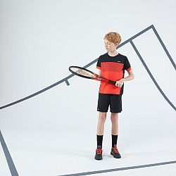 ARTENGO Chlapčenské tenisové tričko TTS Dry čierno-červené čierna 10-11 r (141-150 cm)