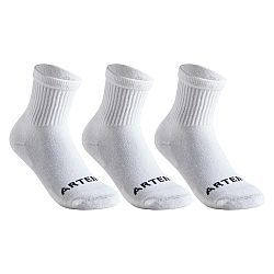 ARTENGO Detské vysoké ponožky RS 100 na raketové športy 3 páry biele 35-38