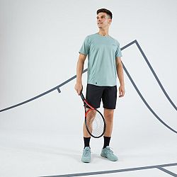 ARTENGO Pánske tenisové tričko s krátkym rukávom Dry Gaël Monfils sivo-zelené khaki S