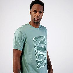 ARTENGO Pánske tričko Soft na tenis zelené khaki L