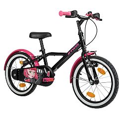 BTWIN Detský 16-palcový bicykel 500 Spy Hero Girl na 4,5-6 rokov čierna