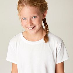 DOMYOS Bavlnené dievčenské tričko biele 7-8 r (123-130 cm)