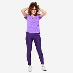DOMYOS Dámske tričko 120 na fitness s krátkym rukávom fialové fialová XL