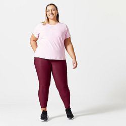 DOMYOS Dámske tričko 120 Plus Size na fitness s krátkym rukávom svetloružové 5XL