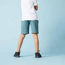 DOMYOS Detské bavlnené šortky na cvičenie kaki zelená 12-13 r (151-160 cm)