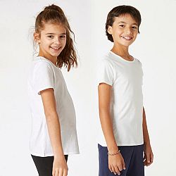 DOMYOS Detské bavlnené tričko unisex - biele 7-8 r (123-130 cm)
