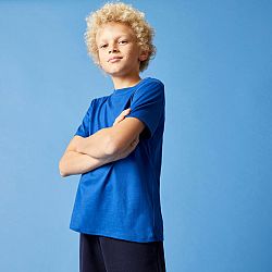 DOMYOS Detské bavlnené tričko unisex modré 12-13 r (151-160 cm)