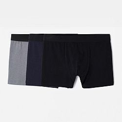 DOMYOS Pánske bavlnené boxerky čierno-sivo-modré 3 ks čierna M