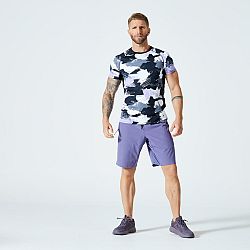 DOMYOS Pánske šortky na fitness 500 fialové modrá M