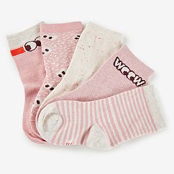 DOMYOS Sada 5 párov detských ponožiek s motívmi ružová 27-30