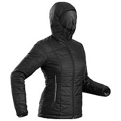 FORCLAZ Dámska syntetická bunda MT100 s kapucňou na horskú turistiku do -5 °C čierna XS