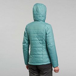 FORCLAZ Dámska syntetická bunda MT100 s kapucňou na horskú turistiku do -5 °C modrá L