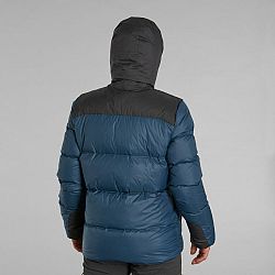 FORCLAZ Pánska páperová bunda MT900 na horskú turistiku s kapucňou do -18 °C modrá 2XL