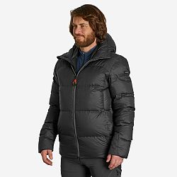 FORCLAZ Pánska páperová bunda MT900 na horskú turistiku s kapucňou do -18 °C šedá M