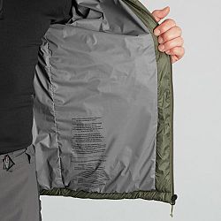 FORCLAZ Pánska prešívaná bunda MT100 na horskú turistiku s kapucňou do -5 °C khaki XL