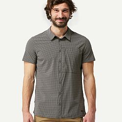FORCLAZ Pánska trekingová košeľa Travel 500 strečová s krátkym rukávom sivá šedá XL