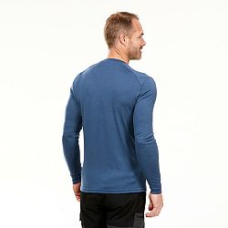 FORCLAZ Pánske tričko MT500 s dlhým rukávom 100 % vlna merino modré M