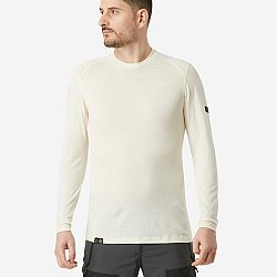 FORCLAZ Pánske tričko MT500 s dlhým rukávom 100 % vlna merino nefarbené hnedá S