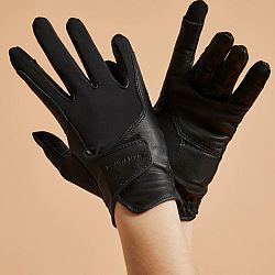 FOUGANZA Klasické jazdecké rukavice kožené čierne 2XS