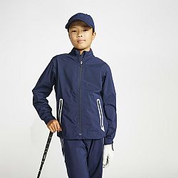INESIS Detská nepremokavá golfová bunda do dažďa RW500 tmavomodrá 8-9 r (131-140 cm)