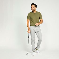 INESIS Pánska golfová polokošeľa s krátkym rukávom MW500 kaki khaki S