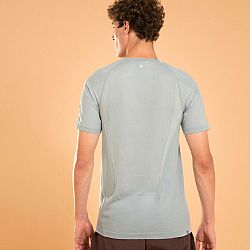 KIMJALY Pánske bezšvové tričko na jogu druhá koža svetlosivé šedá XL