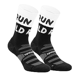 KIPRUN Bežecké ponožky Run900 Run Wild po lýtka hrubé bielo-čierne 43-46