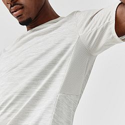 KIPRUN Pánske bežecké tričko Dry+ béžové melírované biela S