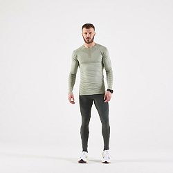 KIPRUN Pánske zimné bežecké tričko s dlhým rukávom kaki khaki XL
