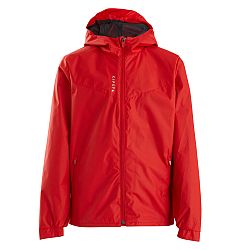 KIPSTA Detská futbalová bunda do dažďa T500 červená červená 8-9 r (131-140 cm)