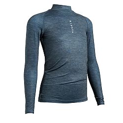 KIPSTA Detské spodné tričko na futbal Keepcomfort 100 dlhý rukáv sivé modrá 10-11 r (141-150 cm)