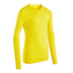 KIPSTA Detské spodné tričko na futbal Keepdry 500 s dlhými rukávmi žlté žltá 10-11 r (141-150 cm)