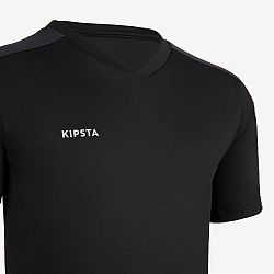 KIPSTA Detský futbalový dres Essentiel s krátkym rukávom čierny 10-11 r (141-150 cm)