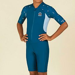 NABAIJI Chlapčenská plavecká kombinéza 100 Shorty krátky rukáv modrá 10-11 r (141-150 cm)