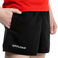 OFFLOAD Detské šortky na rugby R100 čierne 14-15 r (161-172 cm)