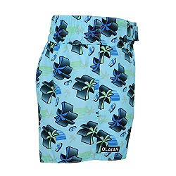 OLAIAN Chlapčenské plážové šortky 150 Palmitos modré 7-8 r (123-130 cm)