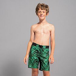 OLAIAN Chlapčenské plážové šortky 550 Map čierno-zelené čierna 14-15 r (161-172 cm)