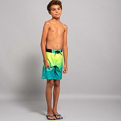 OLAIAN Chlapčenské plážové šortky 550 Offshore zelené zelená 8-9 r (131-140 cm)