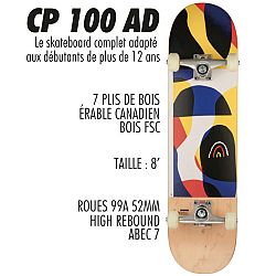 OXELO Kompletný skateboard CP100 javor FSC veľkosť 8