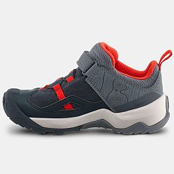 QUECHUA Detská turistická obuv Crossrock na suchý zips od 24 do 34 sivo-červená šedá 26