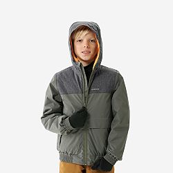 QUECHUA Detská zimná turistická bunda SH100 X-Warm do -3,5 °C nepremokavá 7-15 rokov khaki 8-9 r 131-140 cm