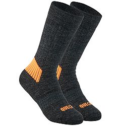 QUECHUA Detské turistické hrejivé ponožky SH100 Warm vysoké 2 páry šedá 27-30