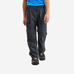 QUECHUA Detské turistické nohavice MH500 odopínateľné pre 7 až 15 rokov čierne šedá 10-11 r (141-150 cm)