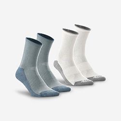 QUECHUA Detské vysoké turistické ponožky MH100 2 páry sivé šedá 35-38