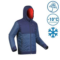 QUECHUA Pánska nepremokavá zimná bunda na turistiku SH500 do -10 °C modrá S
