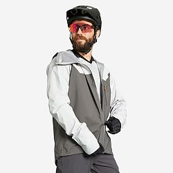 ROCKRIDER Pánska bunda na horskú cyklistiku All Mountain nepremokavá sivá šedá L