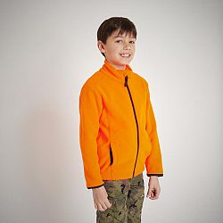 SOLOGNAC Detská hrejivá poľovnícka fleecová mikina 100 oranžová reflexná oranžová 14 rokov